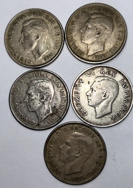 1940 South Africa 2 Shilling 1942 Australia 1 Florin 1944 Australia 3 Coins