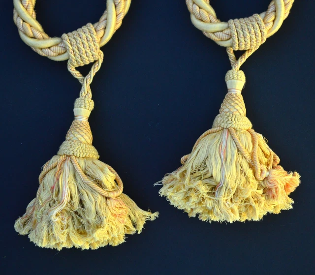 Lot of 5 Vintage Antique textile Curtain Tassel tassels 30" velvet spiral -e 3