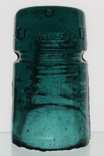 TEAL AQUA CD 123 E.C & M Co S.F. GLASS INSULATOR