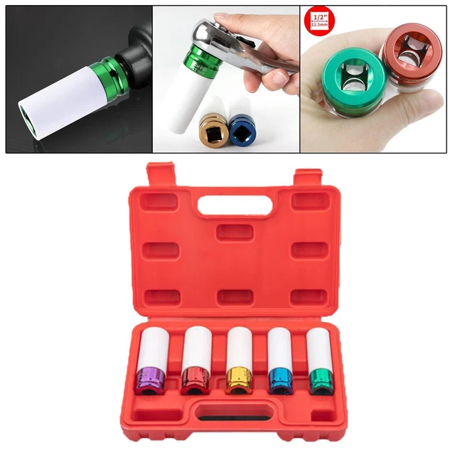 Jeu De 5 Douilles Pivotantes Snap-On 1/2" - Métrique 15 à 22 Mm, Chromé, NEUF