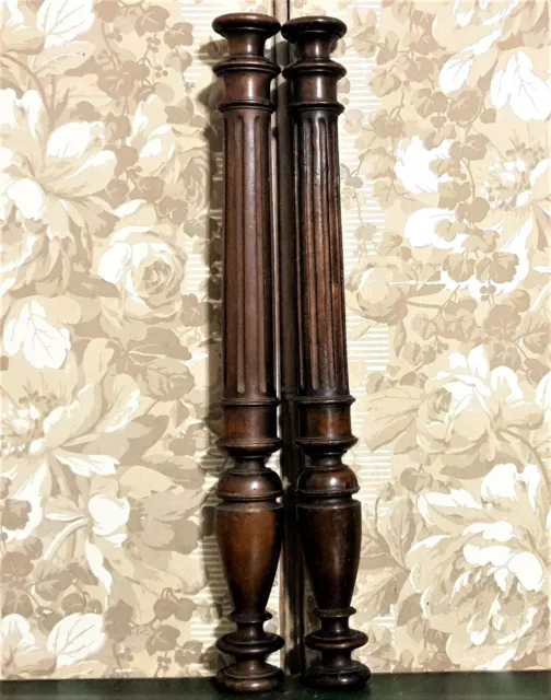 Victorian column baluster wood carving pair Antique french architectural salvage