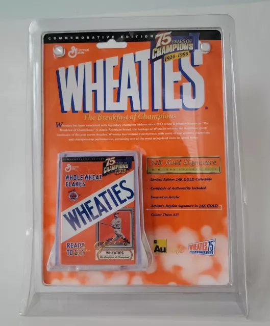 1999 Commemorative Mini Wheaties Box Lou Gehrig 24k Gold Replica Signature