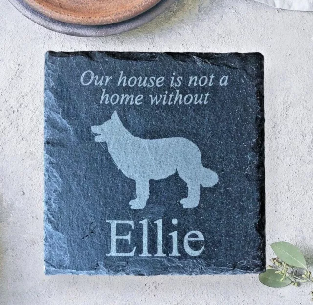 Personalised Slate Pet Dog Coaster Any Breed