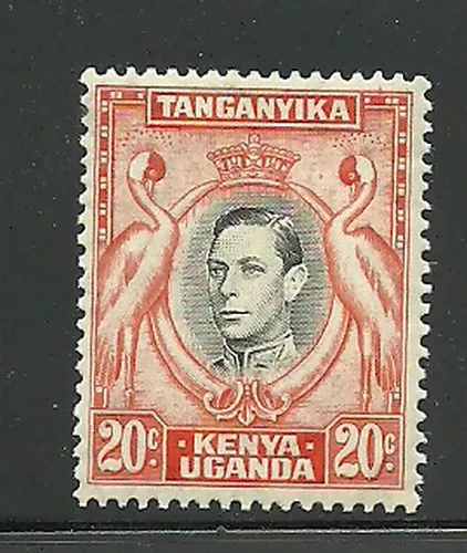 Album Treasures Kenya, Uganda, Tang. Scott # 74c 20c George VI Cranes MLH