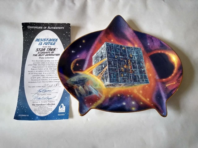 Star Trek Next Generation Resistance is Futile Hamilton Collection Plate & COA