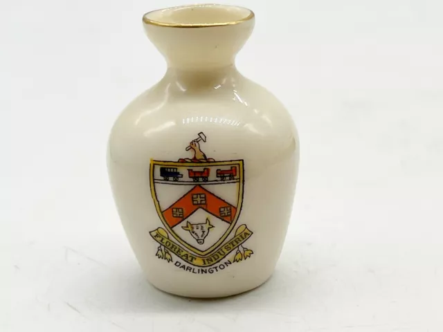 Vintage Darlington Crested Ware Shancock Sons Corona Vase Miniature Souvenir