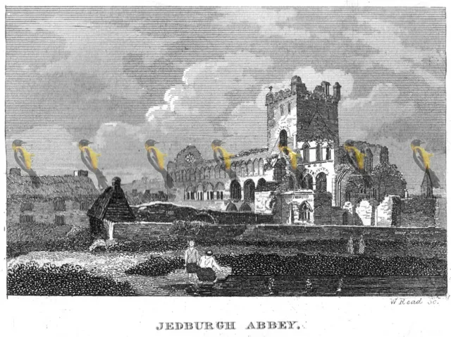 Jedburgh Abbey, Roxburghshire, Scotland, 1825, MODERN REPRODUCTION
