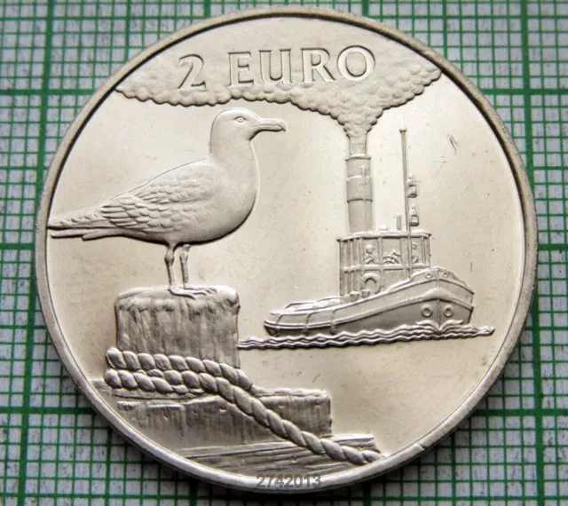 Holland Netherlands 1997 Den Helder Sail 2 Euro Coin Tow Boat & Sea Bird, Bu