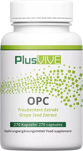 Plusvive OPC Traubenkernextrakt , 270 Kapseln,Hochdosiert Mit 400 Vegan