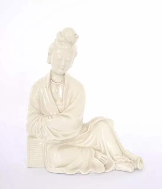 1930's Chino Dehua Blanc Des Chine Porcelana Kwan Yin Buda Figura Marcada