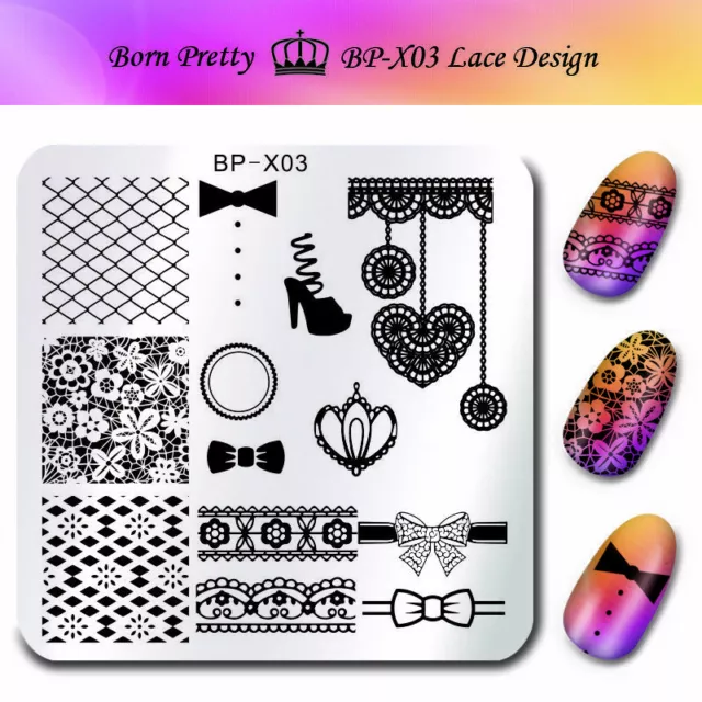 BORN PRETTY  Kunst Nagel Stempel Schablone Nail Art Stamp Lace Design