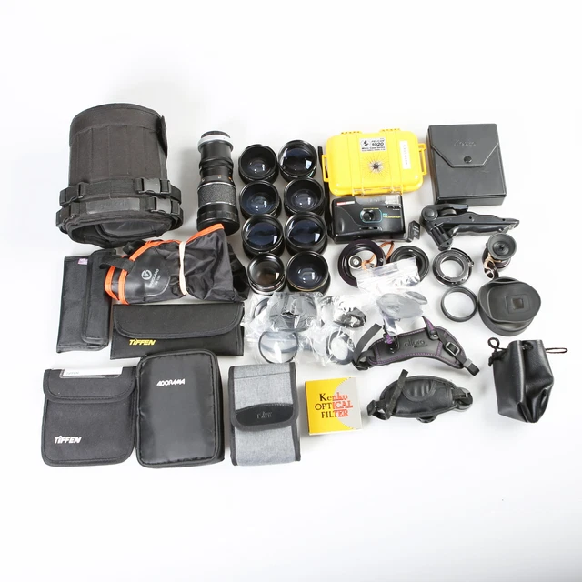 lot of Miscellaneous Brand Camera Accessories - Lenses, Cases, etc. - Untested
