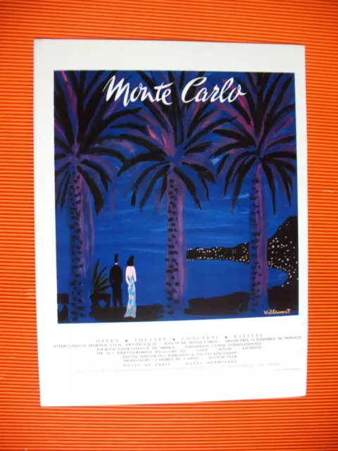 Publicite De Presse Monte Carlo Tourisme Illustration Villemot Ad 1964
