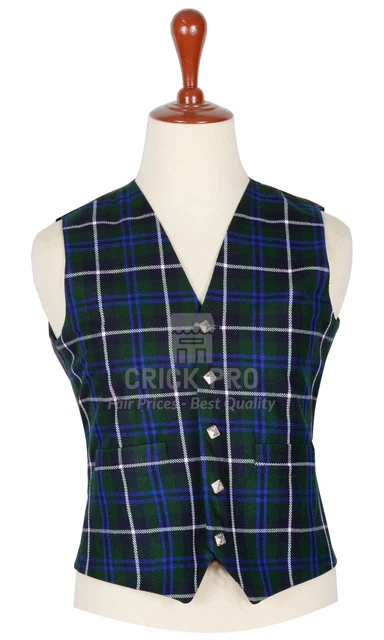 Handmade Scottish Tartan Waistcoat Custom Made Kilt Vest | Color Blue Douglas