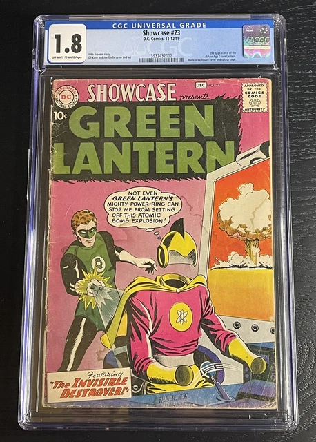 Showcase #23 CGC 1.8 + 2nd Green Lantern + D.C Comics 1959 + Bonus Raw Books!