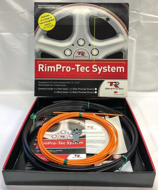 PROTEZIONE CERCHIO RUOTA (RIM-PRO TEC) 4x Nero Esterno con 4x Arancione Interno 14"-22"