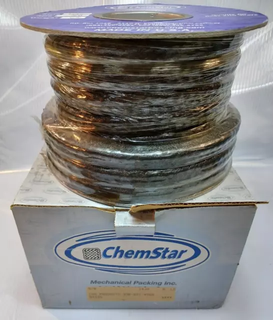6# Braided Black Compression Packing Seal Rope ChemStar Style 1430 5/8