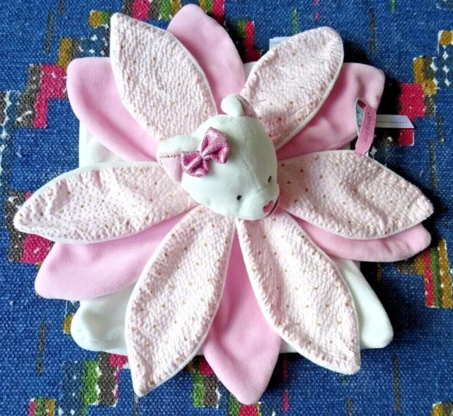 Ip/ Doudou Et Compagnie Plat Chat Attrape Reves Blanc Rose Etoile Petale  Kom 9
