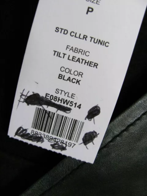 Helmut Lang V-Neck L/S Tunic-Tilt Leather & Wool- Black -Size Petite P -NWT $595 3