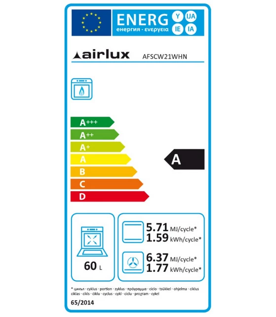 airlux four intégrable multifonction 60l 60cm a catalyse blanc afscw21whn 2