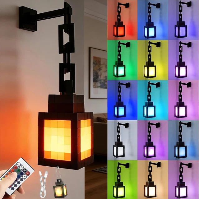 3D PIXEL LANTERN 16 Colors Rechargeable Night Light, LED Mood Lamp with ...