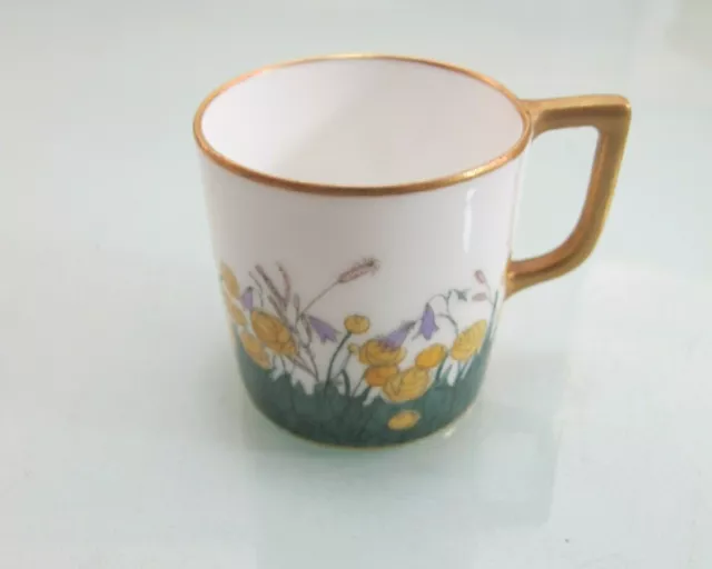 Jugendstil Moccatasse Nymphenburg handgemalt Blumen ein Traum Mokkatasse