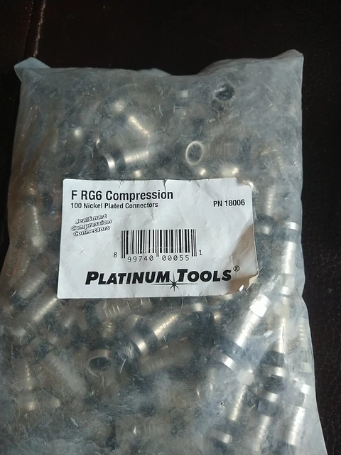 (100-Pk) Platinum Tools SealSmart RG 6 Coaxial Compression Connector F-Type