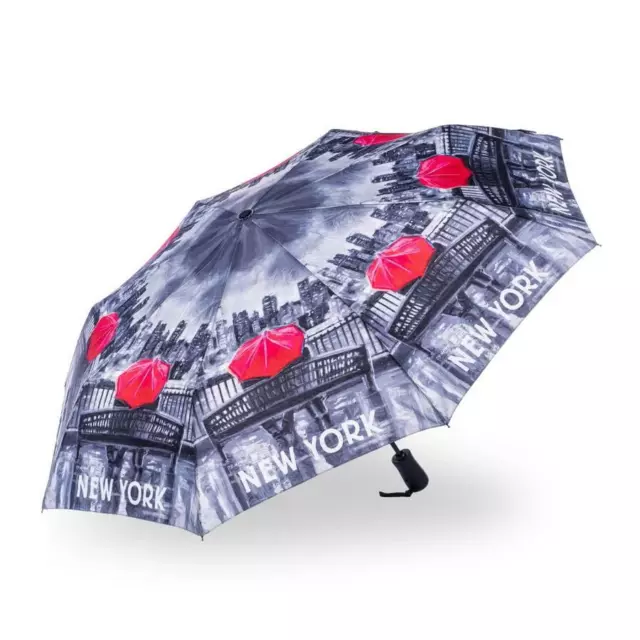 StormKing Auto Open & Close Folding Umbrella Compact City Collection New York