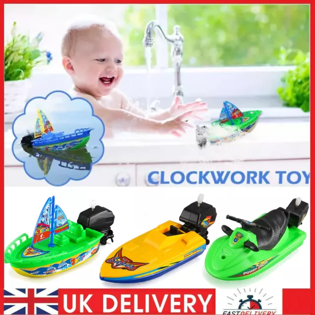 Speed Boat Ship Toys Float Water Classic Winding Clockwork Boy Shower Bath Toy