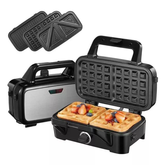 Sandwichmaker 3 in 1 1200W Waffeleisen Sandwichtoaster Kontaktgrill Antihaft