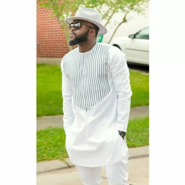 Bellissima camicia da uomo africana 2 pezzi con pantaloni top set