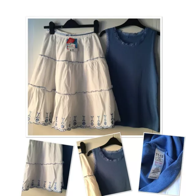 TU new tags girls summer pretty skirt 11& George exc u summer sun vest 11-12 Yrs