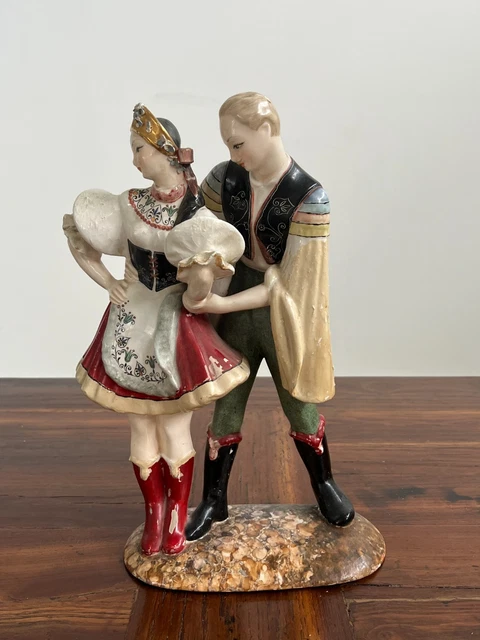 Statuette De Ballerins En Céramique - Marque V.B. Italy - Bon état