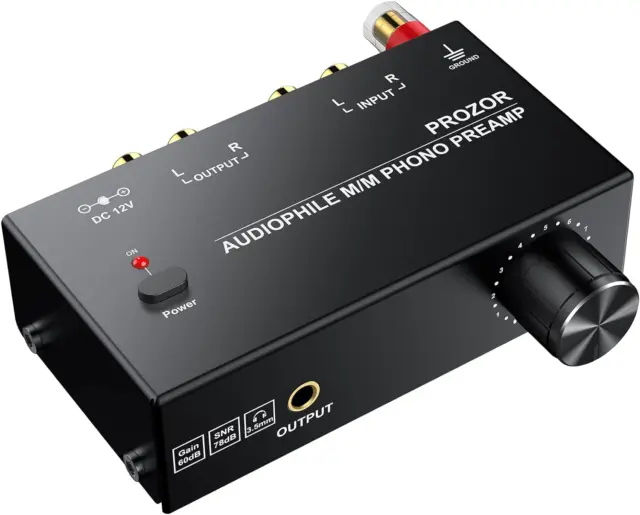 PROZOR Phono Preamplifier for Turntable Audio Stereo M/M Phono Preamp with Level