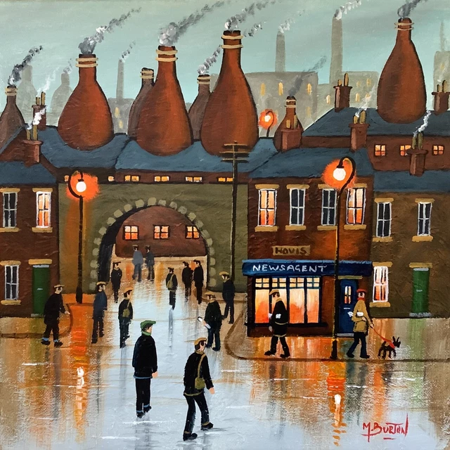 Mal.burton Original Oil Painting.  The Old Pottery Works Northern Art Direct New