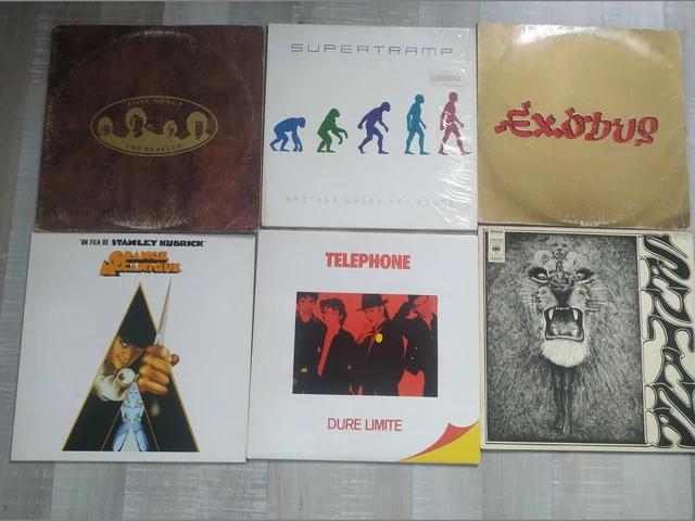 lot de vinyles , diques 33 tours année 80 beatles , marley , supertramp etc