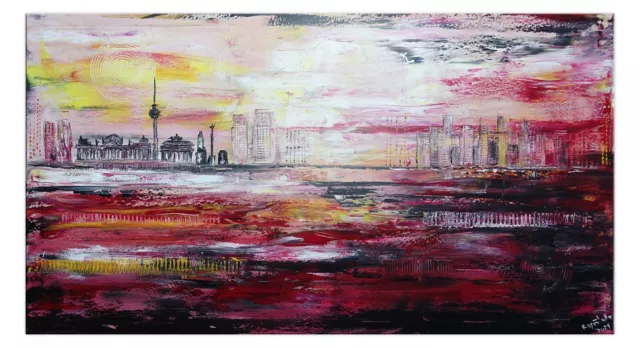 BURGSTALLER Berlin Skyline Stadt Bild HANDGEMALT abstrakte Malerei moderne Kunst