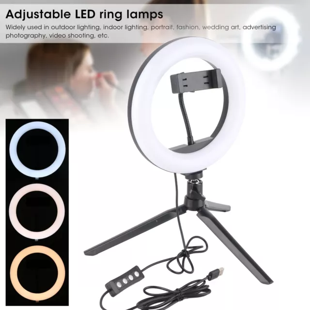 UN‑206 3‑Color 20cm Ring Light LED Tripod Stand Arc Fill Lamp For Beauty Pho TOH