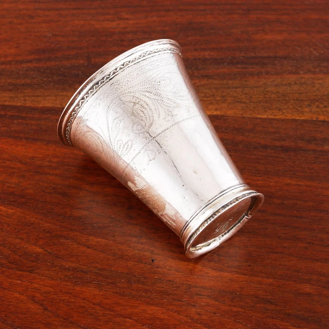 18Thc Stockholm Maker Sl ? Swedish 830 Silver Beaker, Cup Pounced Foliate 1750S