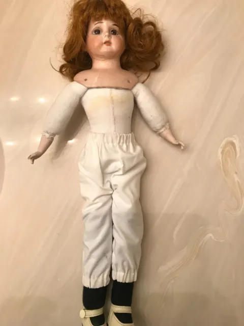 Louis Wolf & Co. Bisque Porcelain Cloth Body 16" Doll figure red hair figure