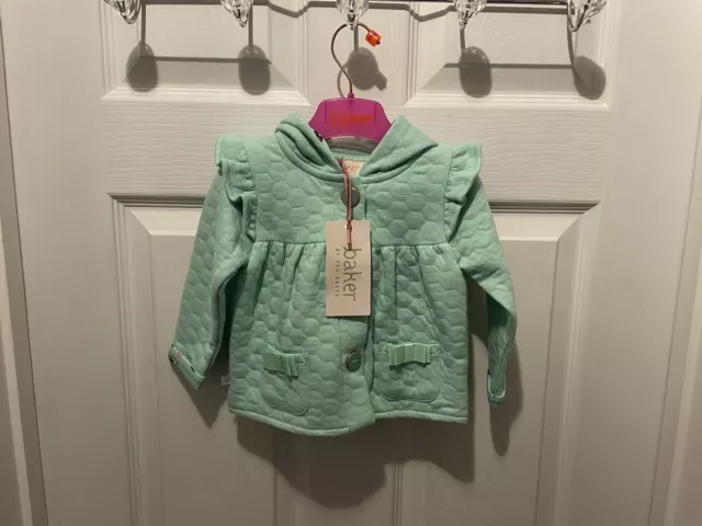 BNWT Ted Baker Girls Green Floral Print Lining Quilted Jacket 6 9 Months