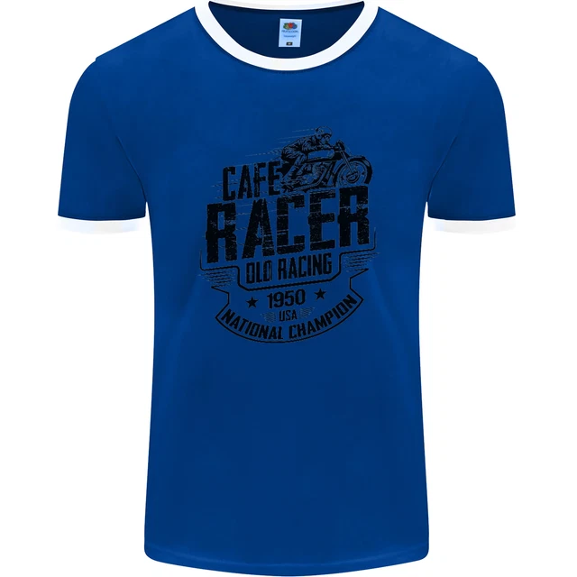Maglietta Cafe Racer Old Racing Motorcycle Biker Uomo Ringer FotoL 2