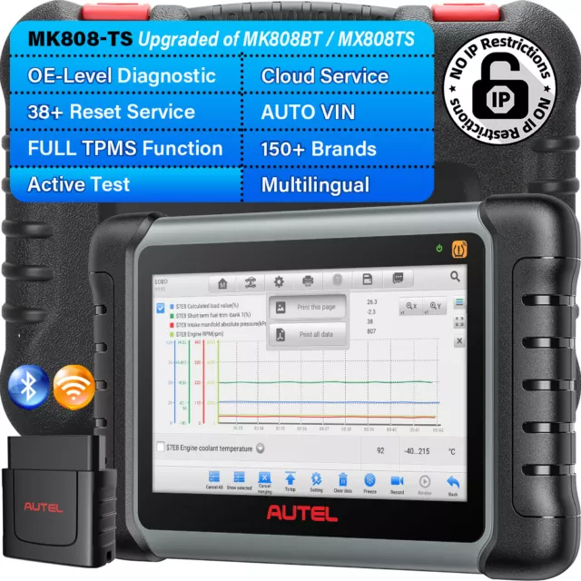  Autel MaxiCOM MK808S Valise Diagnostic Auto: 2024 Mise à jour  complète de l'outil bidirectionnel du MK808 MK808BT MX808, Android 11,Test  actif, 28+ Service,Diagnostic de tous les systèmes,FCA AutoAuth