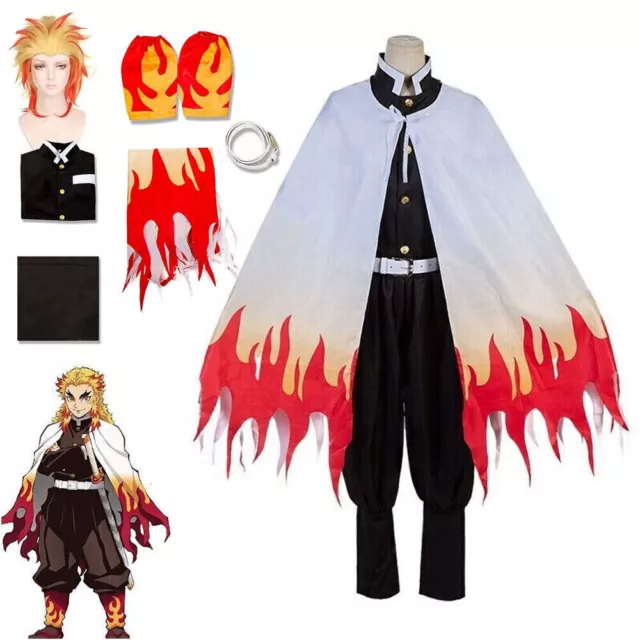 Anime Cosplay Costume Demon Slayer Kimetsu no Yaiba Rengoku Kyoujurou Wig Outfit