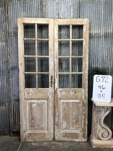 Antique French Double Doors (46x84) 8 Pane Glass European Doors G72 7