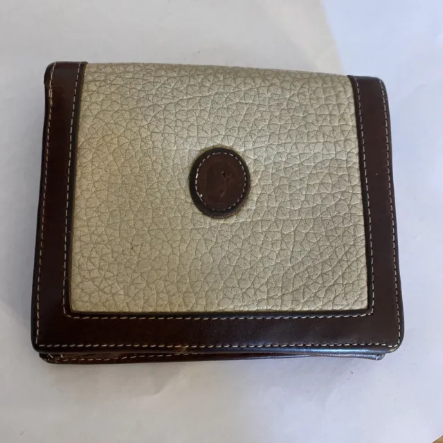 Vintage DOONEY & BOURKE Pebble Grain BiFold Beige & Tan Credit Card Wallet