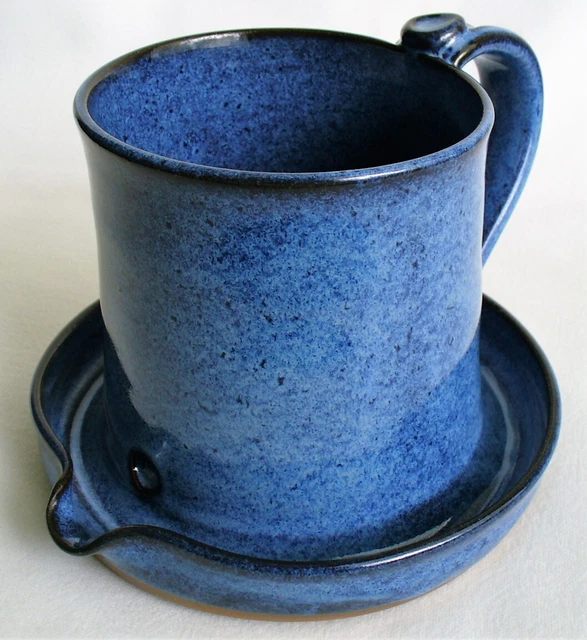 2014~New~COBALT BLUE~Mug~SIGNED~Large~STONEWARE~Pottery~BACON COOKER~Microwave