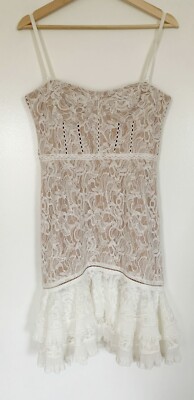 Jonathan Simkhai Multimedia Corded Lace Mini Ruffle Dress Size 6