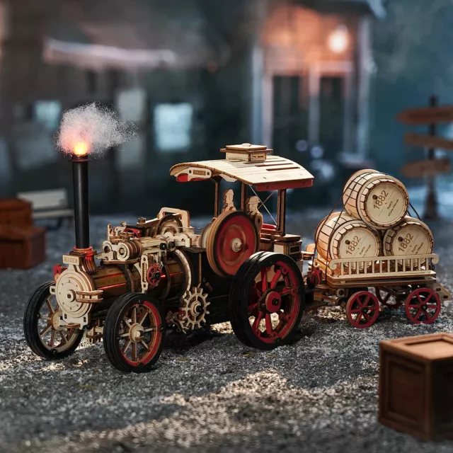 ROKR  Steam Engine Mechanical 3D Wooden Puzzle Craft Teens Birthday Gift LKA01 2