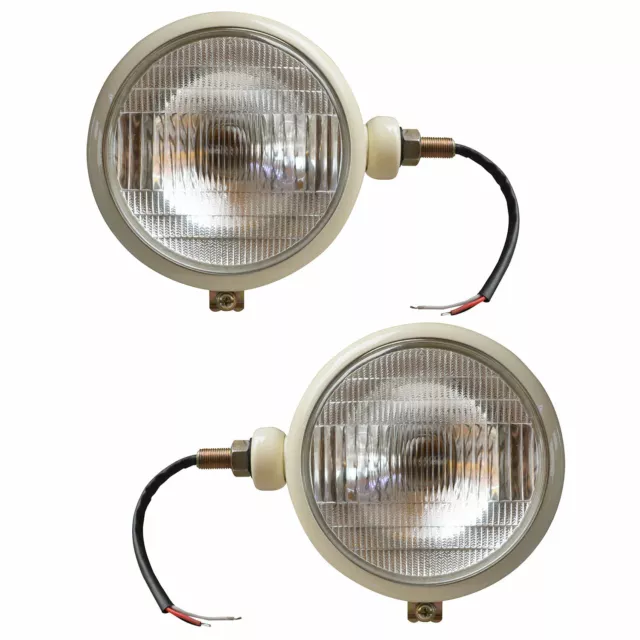 12V Paar Kopf Lampe Licht für Ford Passend Traktor 2N 8N 9N 600 800 Elfenbein